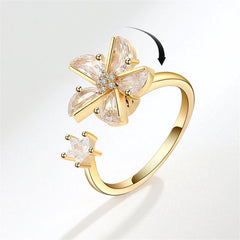 Crystal & Cubic Zirconia Rotating Windmill Open Ring