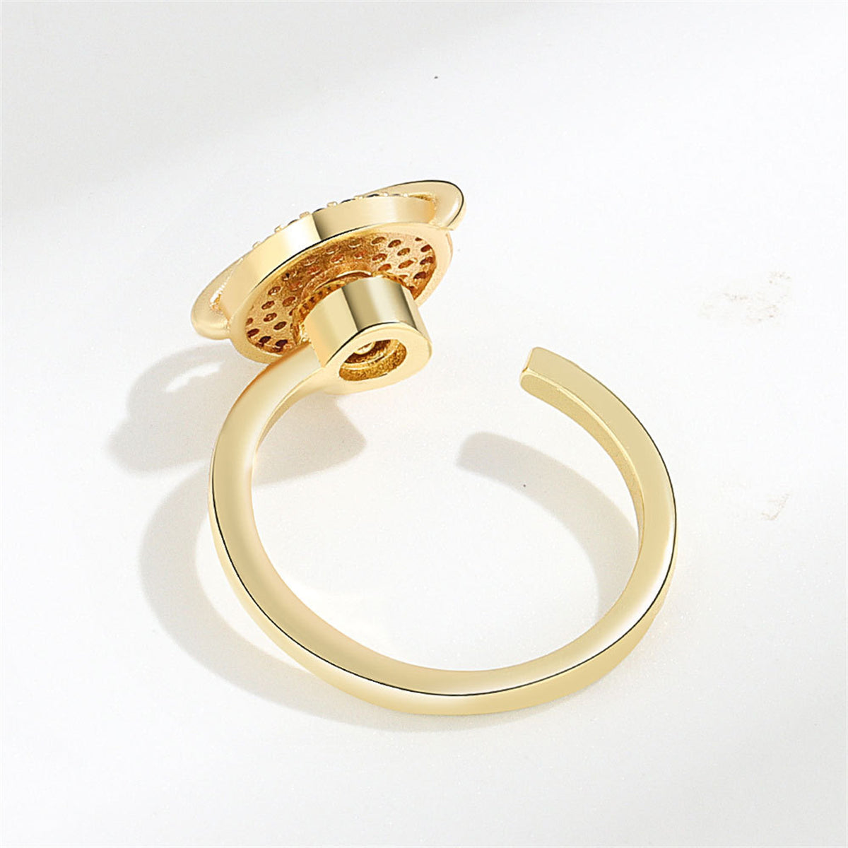 Cubic Zirconia & 18K Gold-Plated Rotatable Planet Open Ring