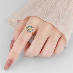 Cubic Zirconia & 18K Gold-Plated Rotatable Planet Open Ring