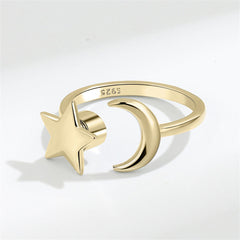 18K Gold-Plated Rotatable Star & Moon Open Ring