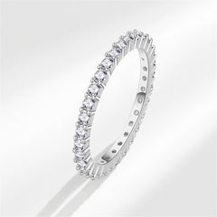 Cubic Zirconia & Silver-Plated Thin Band Ring