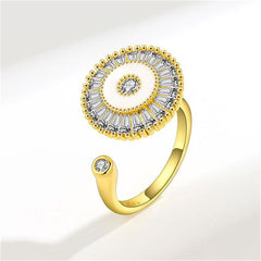 Crystal & 18K Gold-Plated Rotating Round Open Ring