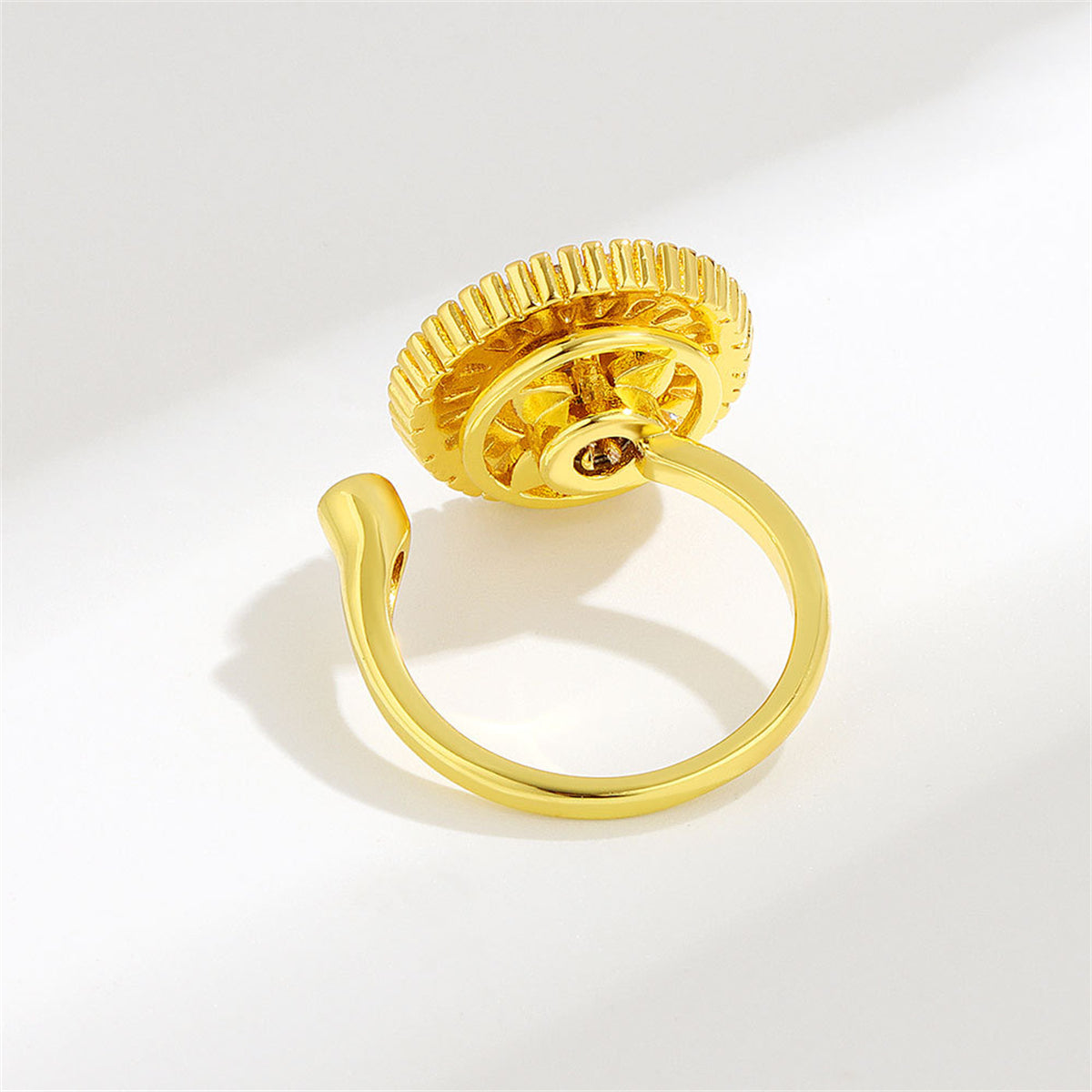 Crystal & 18K Gold-Plated Rotating Round Open Ring