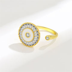 Crystal & 18K Gold-Plated Rotating Round Open Ring