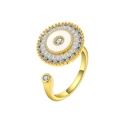 Crystal & 18K Gold-Plated Rotating Round Open Ring