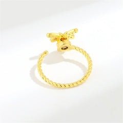 Cubic Zirconia & 18K Gold-Plated Rotating Bee Open Ring