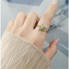 Cubic Zirconia & 18K Gold-Plated Rotating Bee Open Ring