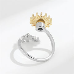 Crystal & Two-Tone Cubic Zirconia-Accent Rotatable Sunflower Bypass Ring