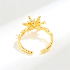 Cubic Zirconia & 18K Gold-Plated Star Open Ring