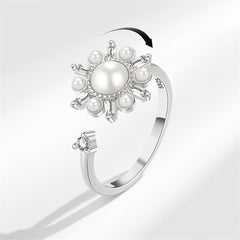 Crystal & Cubic Zirconia Rotating Snowflake Open Ring