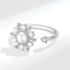 Crystal & Cubic Zirconia Rotating Snowflake Open Ring