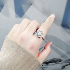 Crystal & Cubic Zirconia Rotating Snowflake Open Ring