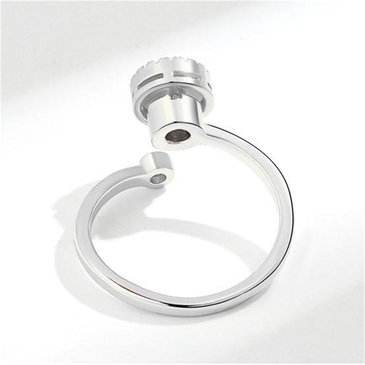 Quartz & Cubic Zirconia Rotating Round Open Ring