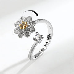 Cubic Zirconia & Two-Tone Rotating Lotus Bypass Ring