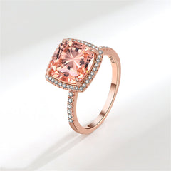 Champagne Crystal & Cubic Zirconia Square Halo Ring