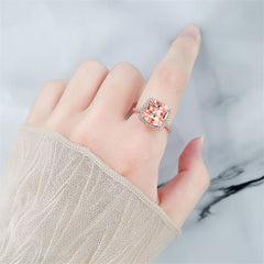 Champagne Crystal & Cubic Zirconia Square Halo Ring