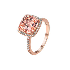 Champagne Crystal & Cubic Zirconia Square Halo Ring