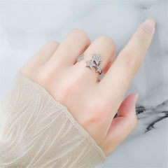 Cubic Zirconia & Silver-Plated Star Cluster Open Ring