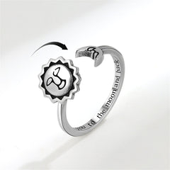 Silver-Plated Rotating Sun & Moon Open Ring