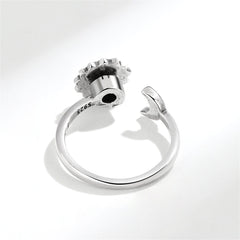 Silver-Plated Rotating Sun & Moon Open Ring