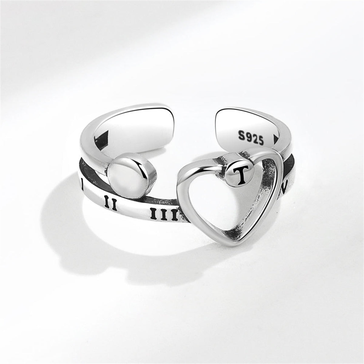 Silver-Plated Openwork Heart Ring