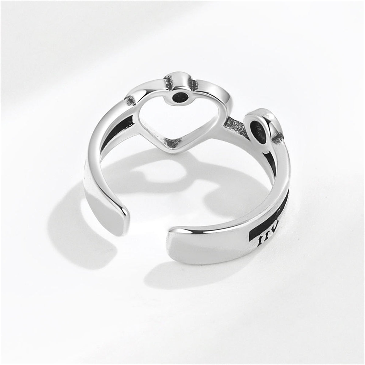 Silver-Plated Openwork Heart Ring