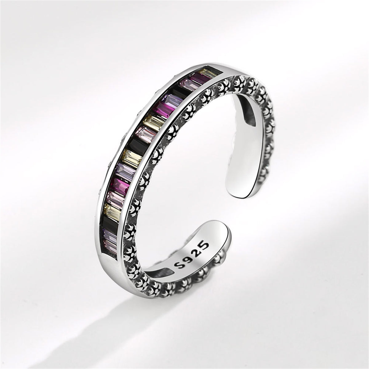 Multicolor Crystal & Silver-Plated Open Ring