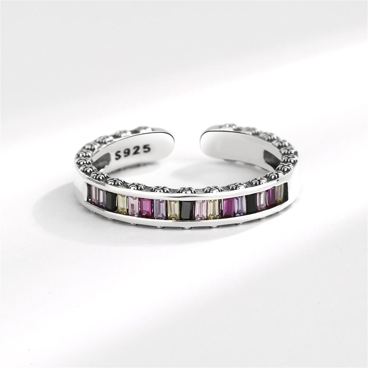 Multicolor Crystal & Silver-Plated Open Ring