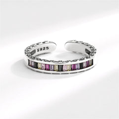 Multicolor Crystal & Silver-Plated Open Ring