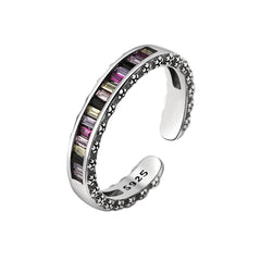 Multicolor Crystal & Silver-Plated Open Ring