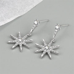 Cubic Zirconia & Silver-Plated Star Drop Earrings