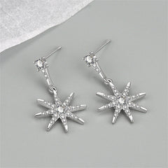 Cubic Zirconia & Silver-Plated Star Drop Earrings