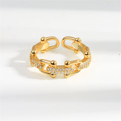 Cubic Zirconia & 18K Gold-Plated Vachette Clasp Open Ring