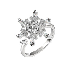 Crystal & Cubic Zirconia Rotatable Snowflake Open Ring