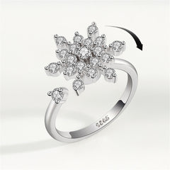 Cubic Zirconia Rotating Snowflake Open Ring