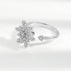 Cubic Zirconia Rotating Snowflake Open Ring