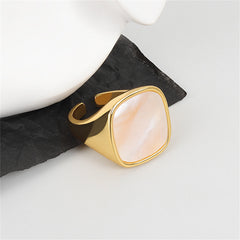 Shell & 18K Gold-Plated Square Open Ring