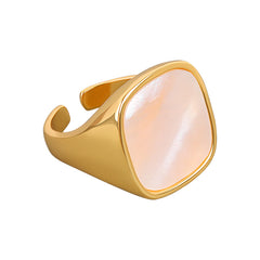 Shell & 18K Gold-Plated Square Open Ring