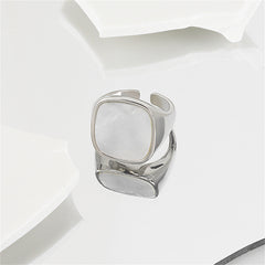 Shell & Silver-Plated Square Open Ring