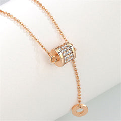 Cubic Zirconia & 18K Rose Gold-Plated Coil-Drop Pendant Necklace