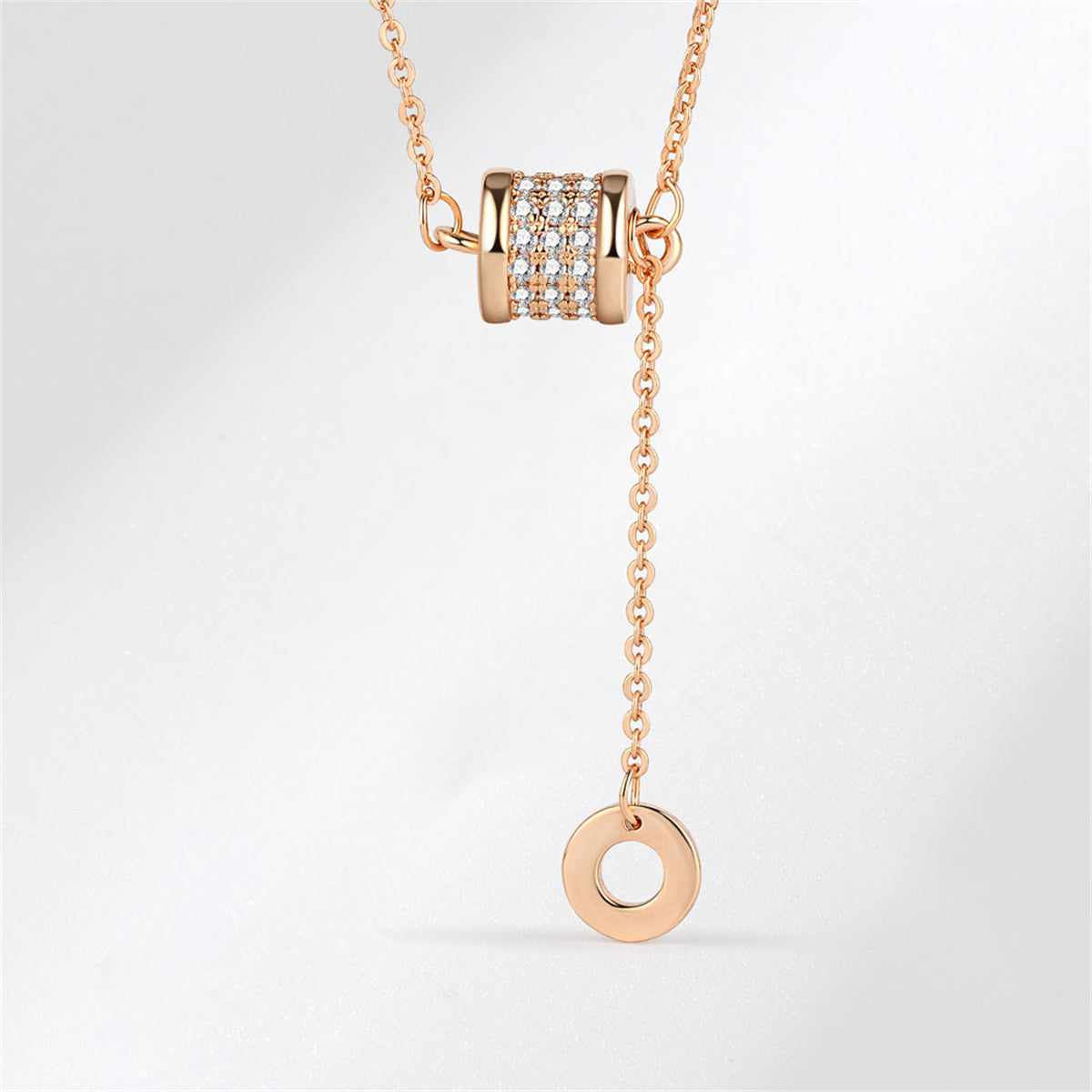 Cubic Zirconia & 18K Rose Gold-Plated Coil-Drop Pendant Necklace