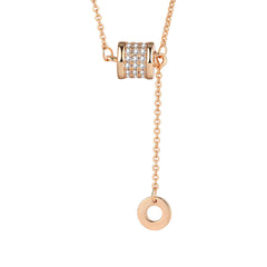 Cubic Zirconia & 18K Rose Gold-Plated Coil-Drop Pendant Necklace