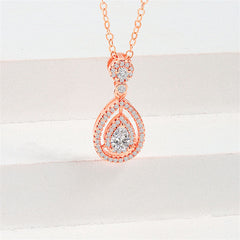 Pear Crystal & Cubic Zirconia Halo Drop Pendant Necklace