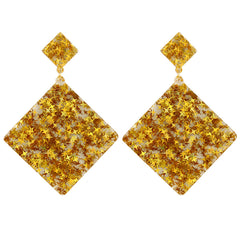 Yellow Resin & 18K Gold-Plated Star Rhombus Earrings