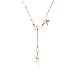 Cubic Zirconia & 18K Rose Gold-Plated Star Tassel Pendant Necklace