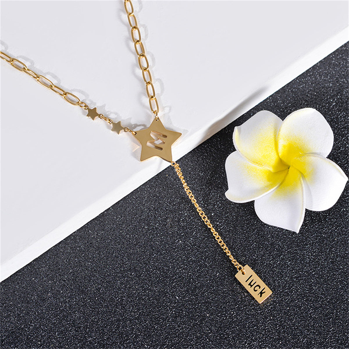 18K Gold-Plated Star 'Luck' Pendant Drop Necklace