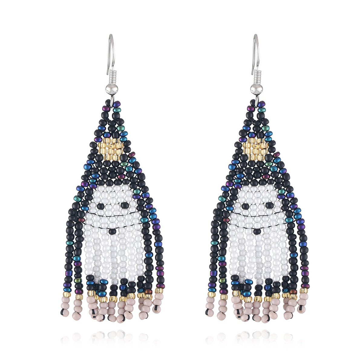 Blue Howlite & Silver-Plated Ghost Tassel Drop Earrings