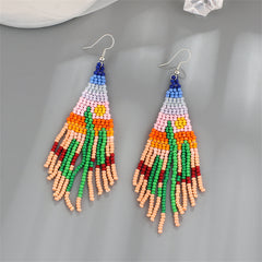 Green & Orange Howlite Cactus Tassel Drop Earrings