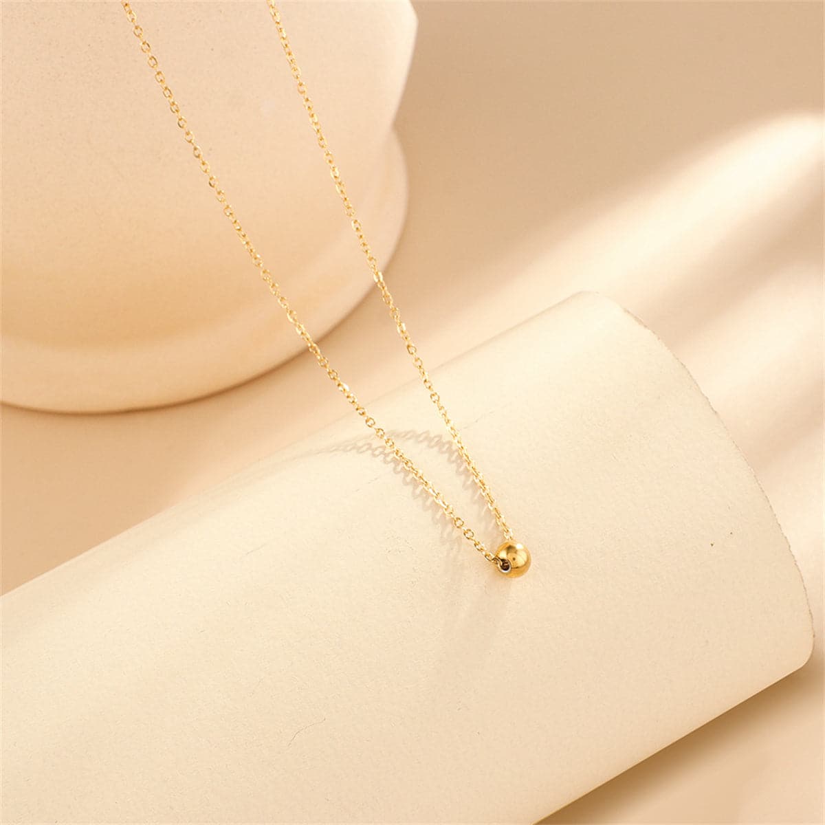 18K Gold-Plated Bead Pendant Necklace