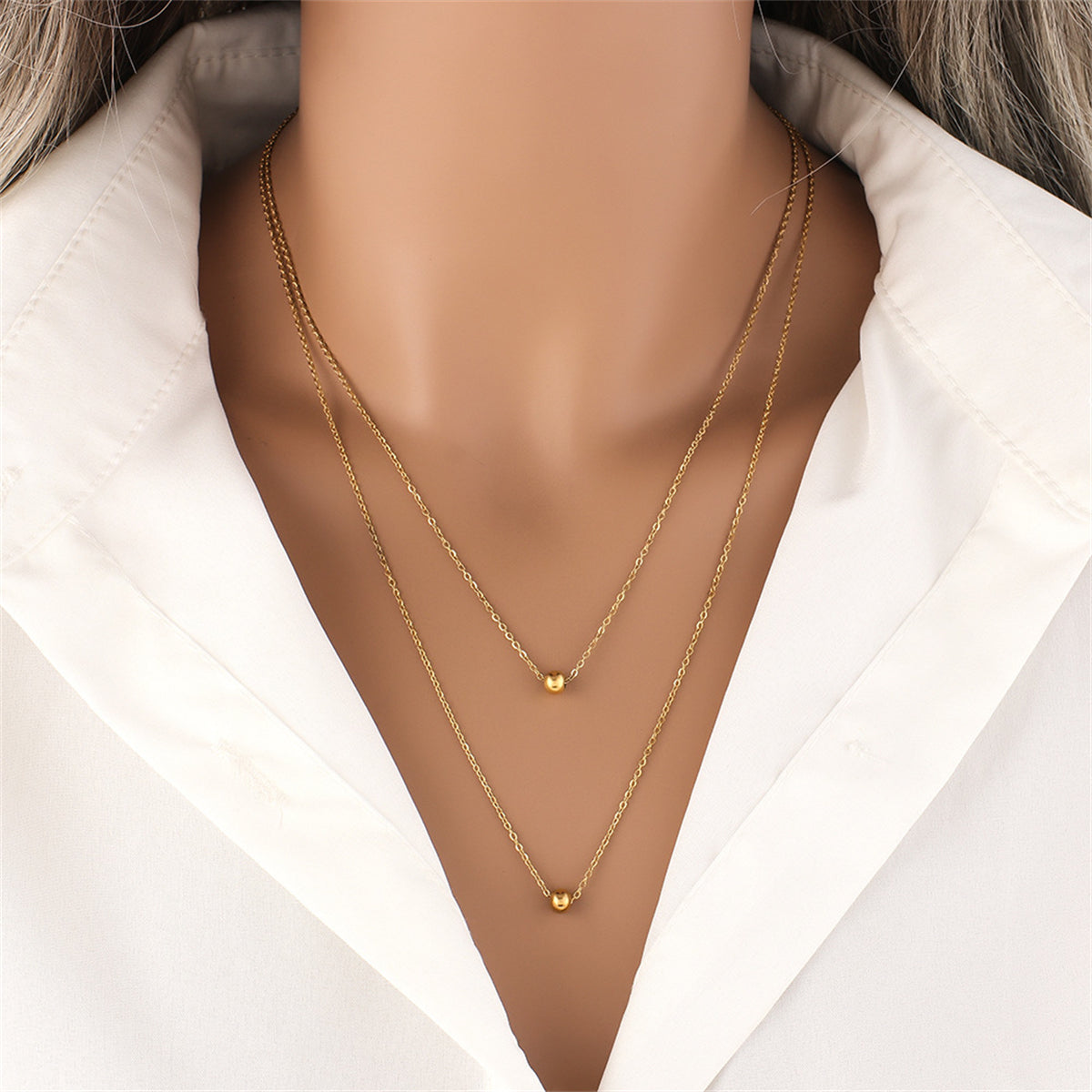 18K Gold-Plated Bead Layered Necklace